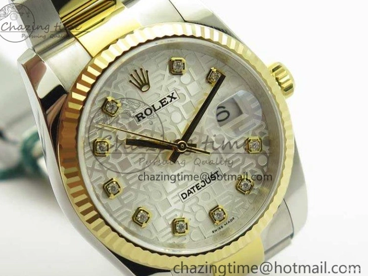 116234 36mm Oyster DJF YG Datejust Edition 1:1 Bracelet V2 Dial On SA3135 Fluted SS White Best Com 1129